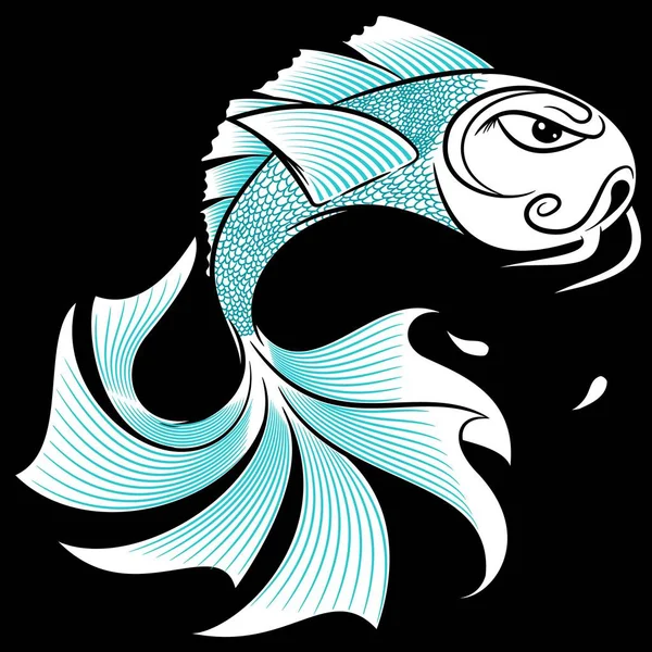 Dövme Biçiminde Arka Planda Resimleme Vektör Balığı — Stok Vektör