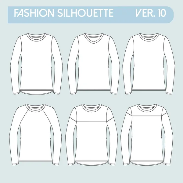 Fit Tee Shirt Fashion Flat Sketches Technical Drawings Tech Pack — 图库矢量图片