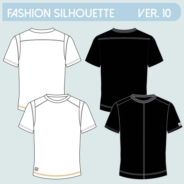 Fit Tee Shirt Fashion Flat Sketches Technische Tekeningen Tech Pack — Stockvector