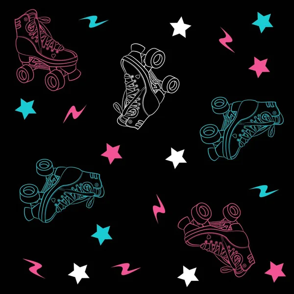 带雷电的示范花纹溜冰鞋和时装设计或其他产品的背景 — 图库矢量图片