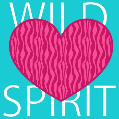 Moda tasarımı veya diğer ürünler için arka planı ve pembe hayvan baskısı olan illüstrasyon vektör kalbi