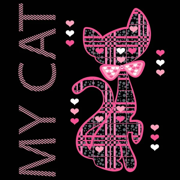 Illustrationsvektor Süße Katze Mit Herzen Und Text Mit Hintergrund Für — Stockvektor