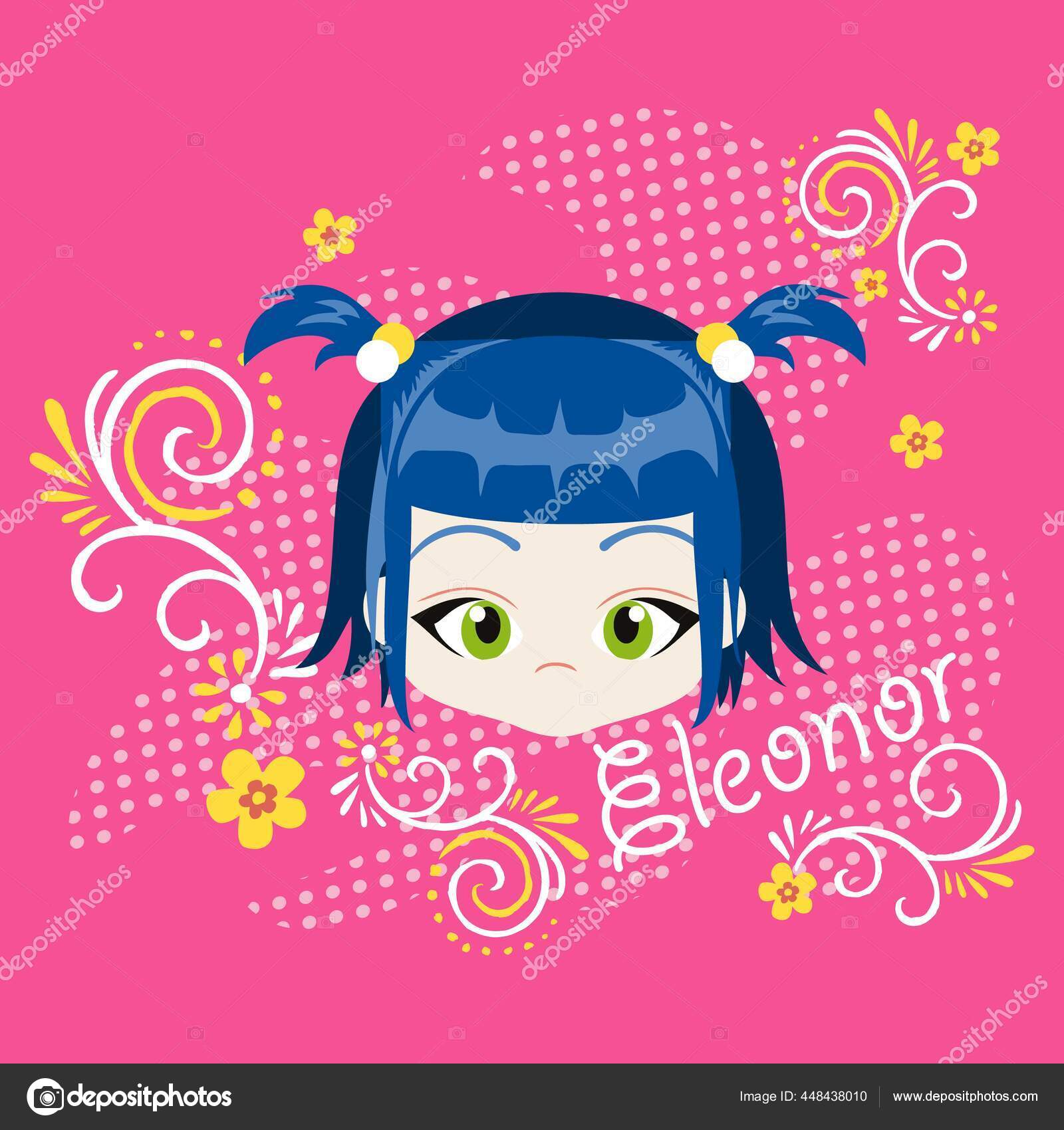 Illustration Vector Cute Girl Face Flowers Text Background Fashion Design Stock Vector Image by