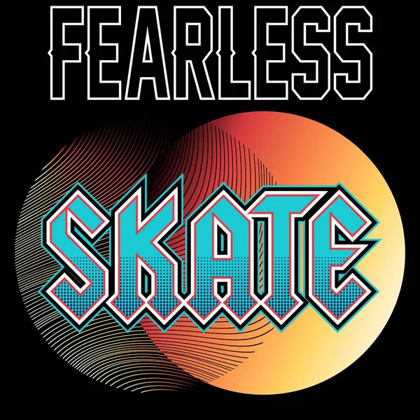 Text Fearless Skat Circle Back Gradation Black Back — ストックベクタ