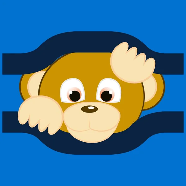Niedliches Affenbaby Mit Blauem Hintergrund — Stockvektor