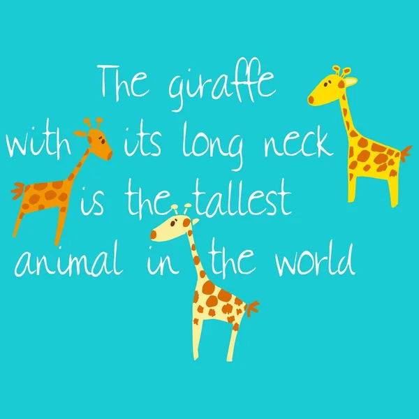 Cute Giraffe Print Text Blue Background — Stock Vector