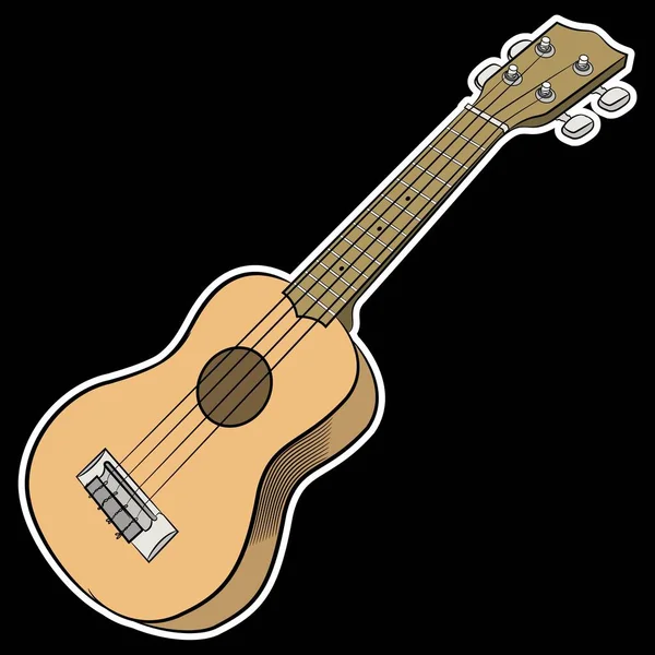 Imprimé Guitare Marron Sur Fond Noir — Image vectorielle