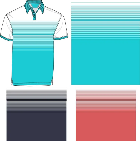 Silueta Camiseta Polo Rayado Tres Variantes — Vector de stock