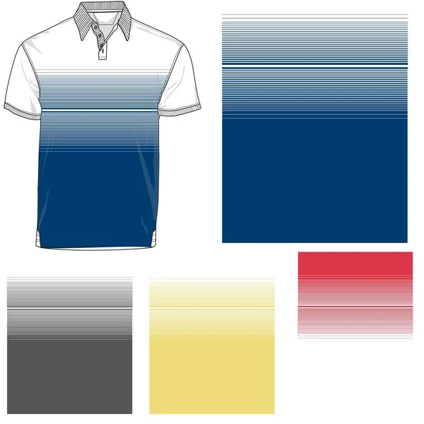 Gestreept Polo Shirt Silhouet Drie Varianten — Stockvector