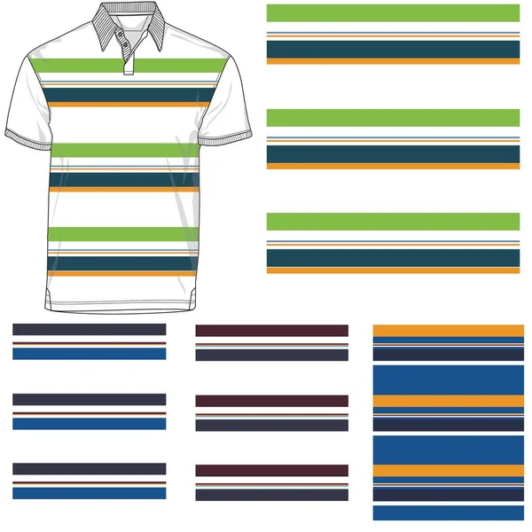 Polo Rayé Shirt Silhouette Trois Variantes — Image vectorielle