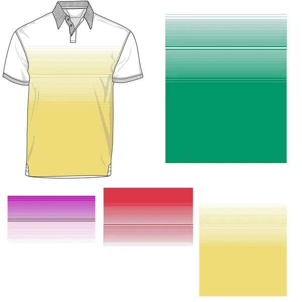 Polo Rayé Shirt Silhouette Trois Variantes — Image vectorielle