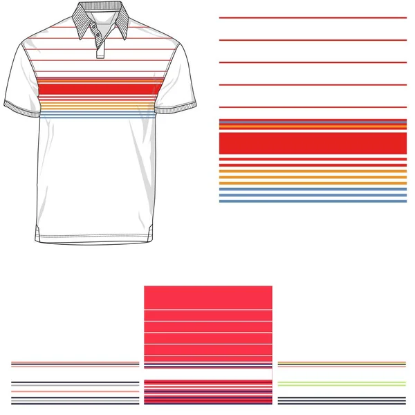 Gestreept Polo Shirt Silhouet Drie Varianten — Stockvector