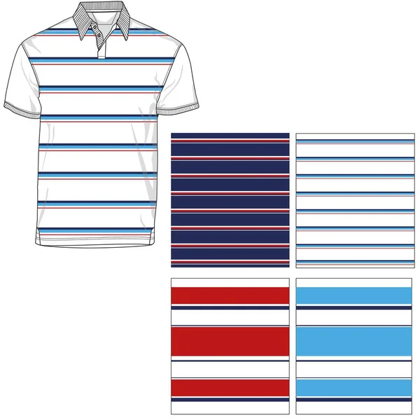 Polo Rayé Shirt Silhouette Quatre Variantes — Image vectorielle