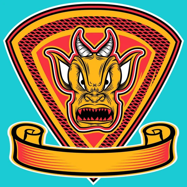 Vector Universidad Escudo Demonio Colores Amarillo Rojo — Archivo Imágenes Vectoriales