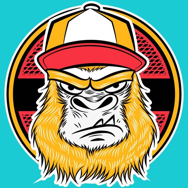 Vektor Monkey University Logo Mit Kappe Und Kreis Hintergrund — Stockvektor