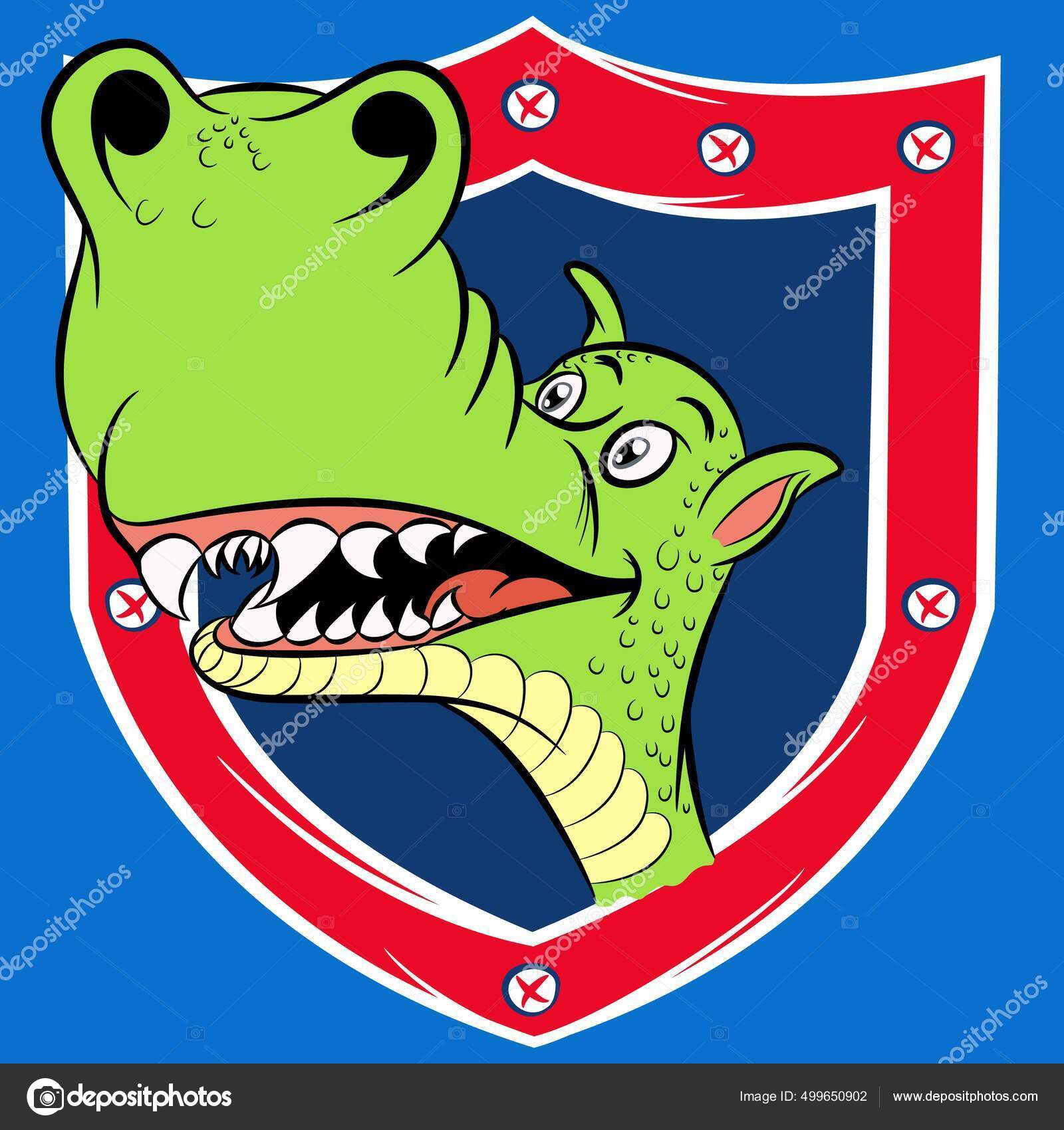 Illustration Funny Dragon Roaring Marine Shield Red Stock Vector by  ©Kamui7mx 499650902