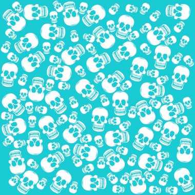 Beyaz kafatasları mavi arkaplan ile kusursuz desen