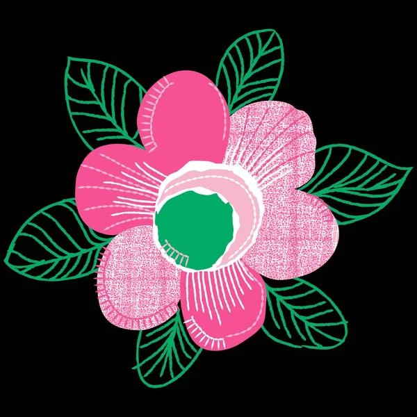 Vecteur Fleur Rose Fond Noir — Image vectorielle