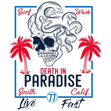 Dalgalı ve palmiyeli kafatası Ölüm Cenneti