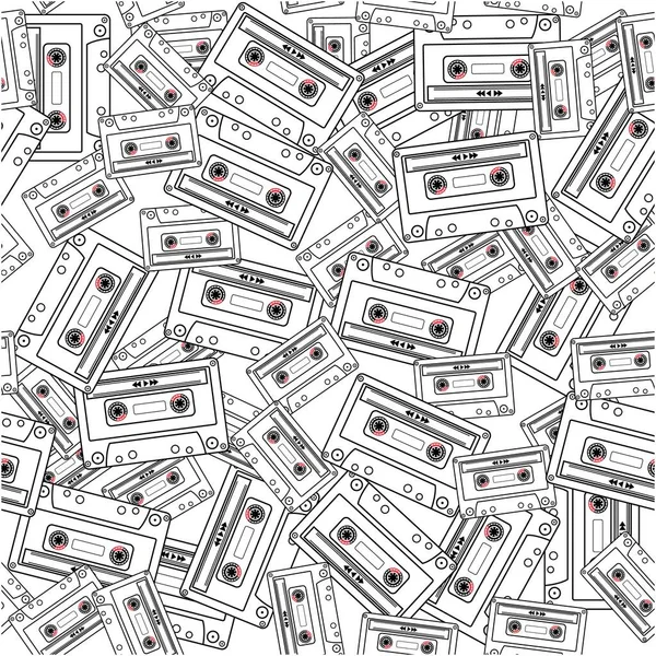 Cassette Pattern Background Retro Vintage Design — Stock Vector
