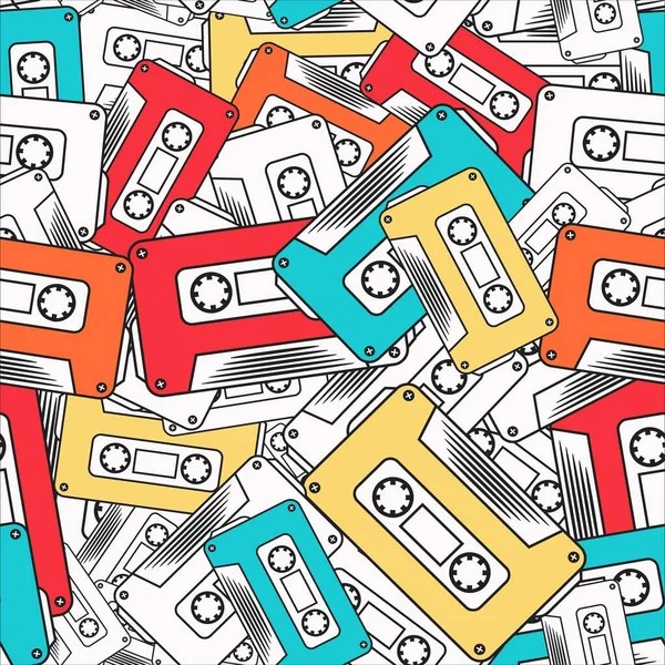 Cassette Met Kleuren Patroon Achtergrond Retro Vintage Design — Stockvector
