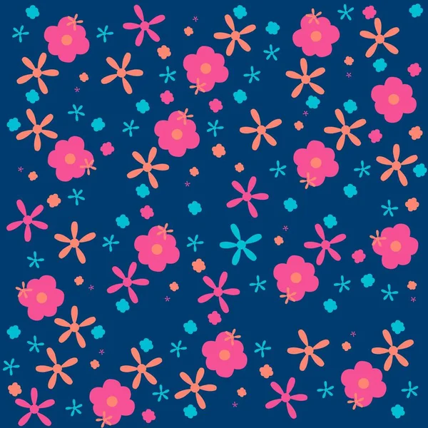 Patrón Flores Primavera Con Colores Frescos Fondo Marino — Vector de stock