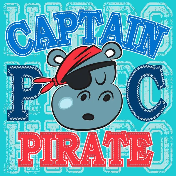 Pirate Hippopotame Fond Texte — Image vectorielle