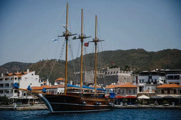 Sailing Yacht Mediterranean Sea Turkey Marmaris Marina Blue Ocean Incredible — Stock Photo, Image