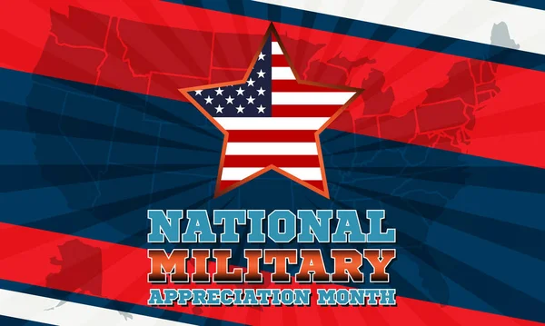 National Military Appreciation Month in May. Celebrated every May and is a declaration that encourages U.S. citizens to observe the month in a symbol of unity. Social media banner design.
