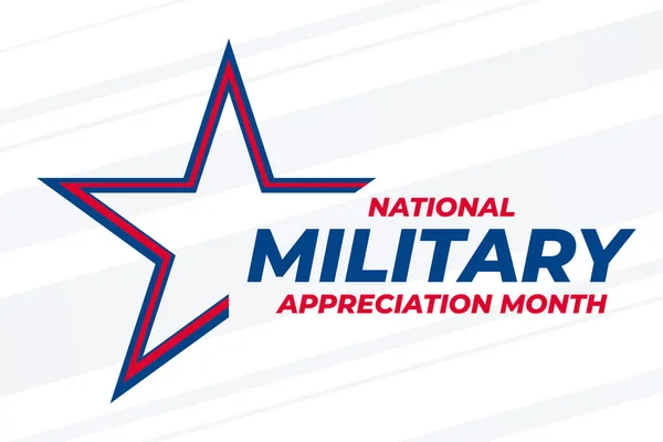 National Military Appreciation Month in May. Celebrated every May and is a declaration that encourages U.S. citizens to observe the month in a symbol of unity. Social media banner design.