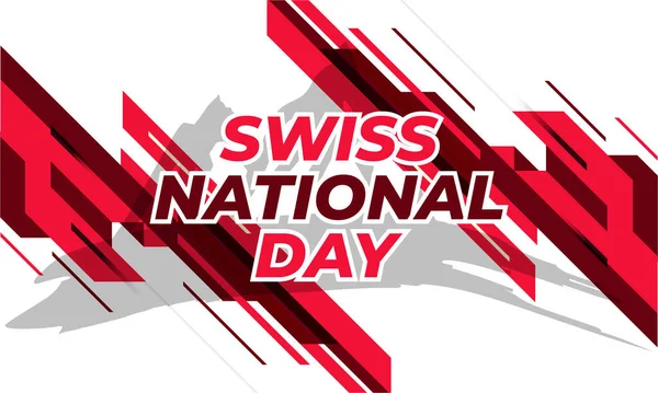 Swiss national day. August 1st. Greeting card, banner, poster design print. Swiss red flag grunge vector illustration on white background with text.