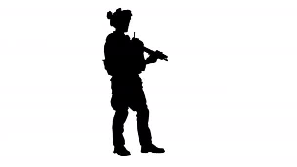 Soldat stående och lyssnande order, Alpha Channel — Stockvideo