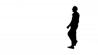 Siluet Pandomimci Hayali kapıdan içeri giriyor.