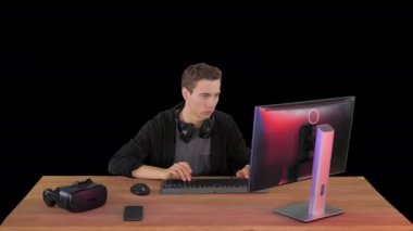 Oyuncu kişisel bilgisayarda bir video oyunu oynuyor, Alpha Channel