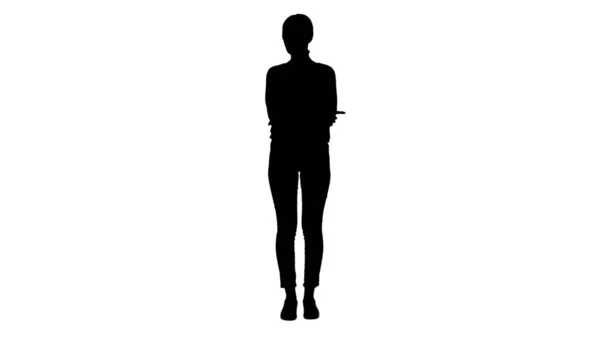 Silhouette Lässige Frau, die nichts tut. — Stockfoto