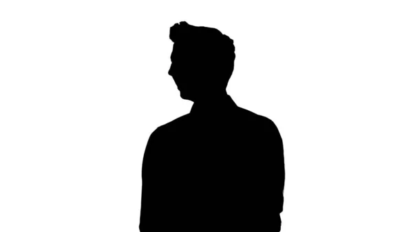 Silhouette Handsome young man laughing out loud. — Stock Photo, Image