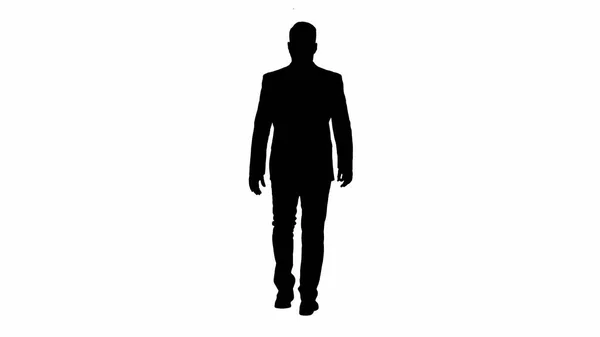 Silhouette Homme d'affaires confiant marche. — Photo