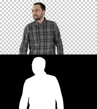 Çekici başarılı genç girişimci yürüme ve arama