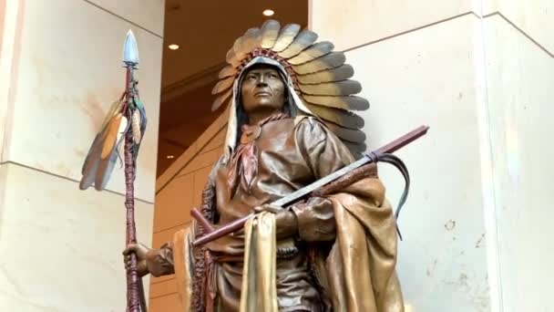 Washington. December 29 2019. The statue of Chief Washakie at the United States Capitol building, Washington DC, USA — Stock Video