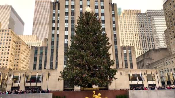 Rockefeller Center Árbol de Navidad, Nueva York, Estados Unidos — Vídeos de Stock