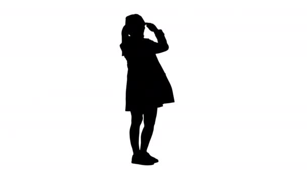Ciężarna kobieta stojąca i słuchająca muzyki tanecznej w słuchawkach, Alpha Channel — Wideo stockowe