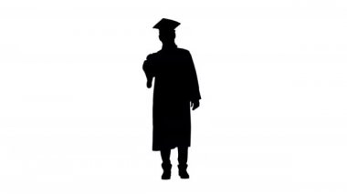 Mezuniyet şapkalı, diplomalı ve konuşan genç adam, Alfa Kanalı.
