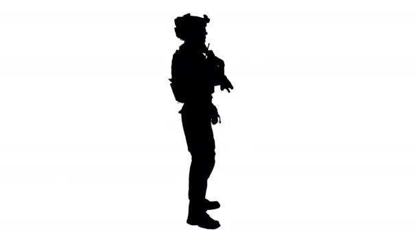 Makineli tüfekli asker, Alfa Kanalı. — Stok video