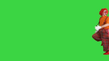 Yeşil Ekrandaki birinden kaçan komik palyaço, Chroma Key.