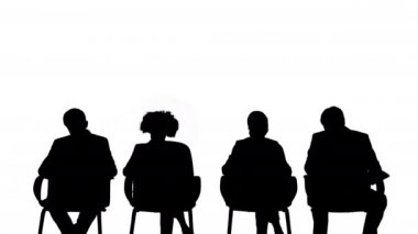 Siluet Ofisi çalışanları, meslektaşları, iş toplantısında.