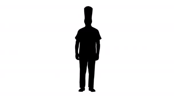 Silhouetteおいしいのためのサインを示すプロのシェフの男. — ストック動画