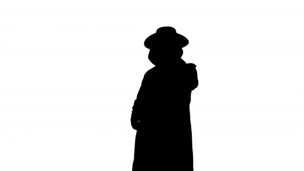 Silhouette Anonymous wearing Guy Fawkes vendetta mask calling you to join him. — Stock Video