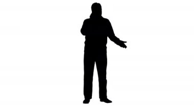 Siluet Öfkeli kıdemli adam bir arama yapıyor.