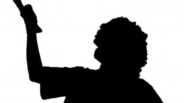 Siluet Komik palyaço hem düşünürken hem de Rodin 'i düşünürken farklı pozlar alıyor..