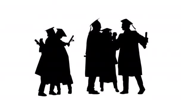 Silhouette Happy students in gowns at their graduation ceremony — Stock Video